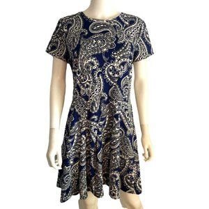 MICHAEL KORS NAVY PAISLEY DRESS SIZE 14